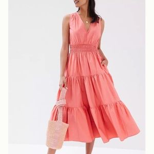 Maeve Coral Tiered Maxi Dress